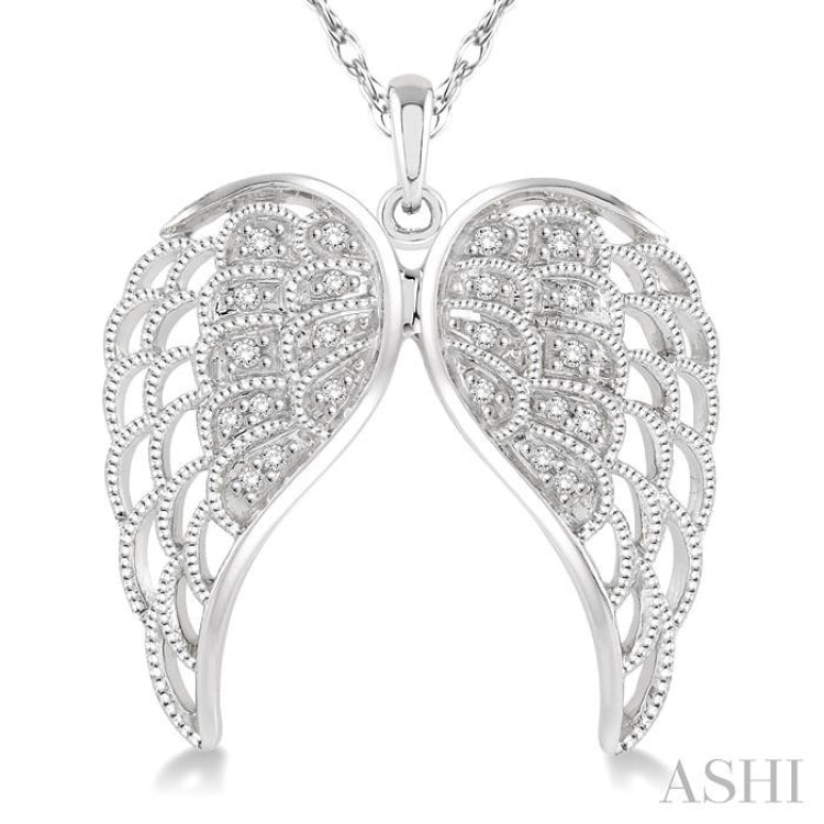 Angel Wings Pendant 925 Sterling Silver – Crystal Heart