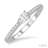 1/3 Ctw Pear Shape & Round Cut Diamond East West Ring in 14K White Gold