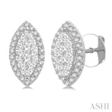 1/2 Ctw Marquise Shape Lovebright Round Cut Diamond Stud Earrings in 14K White Gold