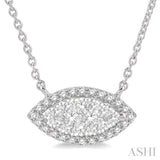 1/3 ctw Marquise Shape Round Cut Diamond Lovebright Necklace in 14K White Gold