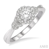 1/6 Ctw Entwined Round Shape Semi-Mount Diamond Engagement Ring in 14K White Gold