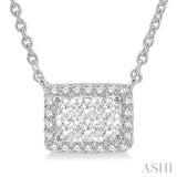 1 ctw Emerald Shape Round Cut Diamond Lovebright Necklace in 14K White Gold