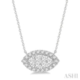 1 ctw Marquise Shape Round Cut Diamond Lovebright Necklace in 14K White Gold