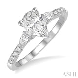 3/8 ctw Pear & Round Cut Diamond Semi-Mount Engagement Ring in 14K White Gold
