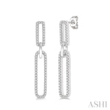 1/3 ctw Paper Clip Round Cut Diamond Earring in 14K White Gold