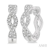 1/6 ctw Entwined Round Cut Diamond Huggie Earrings in 10K White Gold