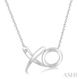1/50 ctw 'XO' Hugs and Kisses Round Cut Diamond Fashion Pendant With Chain in Silver