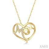 1/20 ctw MOM Round Cut Diamond Heart Pendant With Chain in 10K Yellow Gold