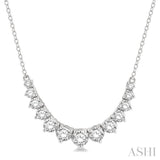 1 Ctw Graduated Diamond Smile Necklace in 14K White Gold
