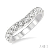 1 ctw Arched Center Round Cut Diamond Wedding Band in 14K White Gold