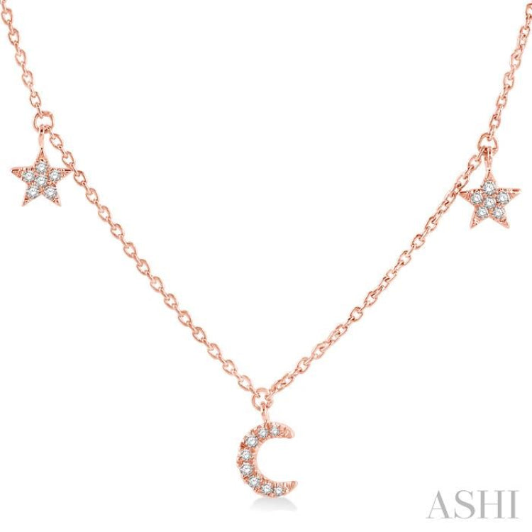 Diamond Star & Moon Station Necklace