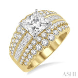 1 7/8 Ctw Diamond Semi-Mount Engagement Ring in 14K Yellow and White Gold