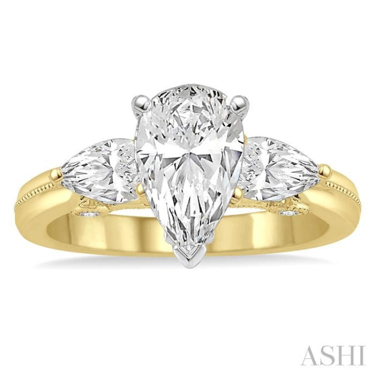 Past Present & Future Pear Shape Semi-Mount Diamond Engagement Ring