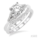 1/2 Ctw Diamond Wedding Set with 1/2 Ctw Round Cut Engagement Ring and 1/10 Ctw Wedding Band in 14K White Gold