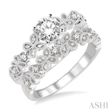 1/2 Ctw Diamond Wedding Set with 3/8 Ctw Round Cut Engagement Ring and 1/10 Ctw Wedding Band in 14K White Gold