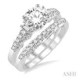 1 1/3 Ctw Diamond Wedding Set with 1 Ctw Round Cut Engagement Ring and 1/4 Ctw Wedding Band in 14K White Gold