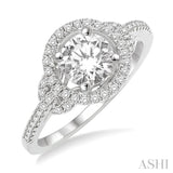 3/8 Ctw Diamond Engagement Ring with 1/4 Ct Round Cut Center Stone in 14K White Gold