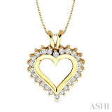 1/2 Ctw Round Cut Diamond Heart Pendant in 14K Yellow Gold with Chain