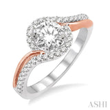 1/3 Ctw Diamond Semi-Mount Engagement Ring in 14K White and Rose Gold