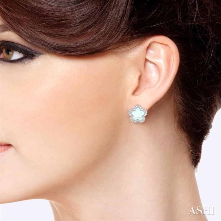 Flower Shape Gemstone & Diamond Earrings