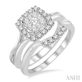 1/2 Ctw Diamond Lovebright Wedding Set with 1/2 Ctw Engagement Ring and 1/20 Ctw Wedding Band in 14K White Gold