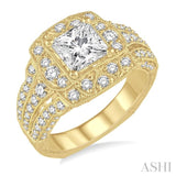1 1/5 Ctw Round Cut Diamond Semi-Mount Engagement Ring in 14K Yellow Gold