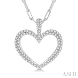 Pave-Set Heart Shape Paper Clip Diamond Fashion Pendant