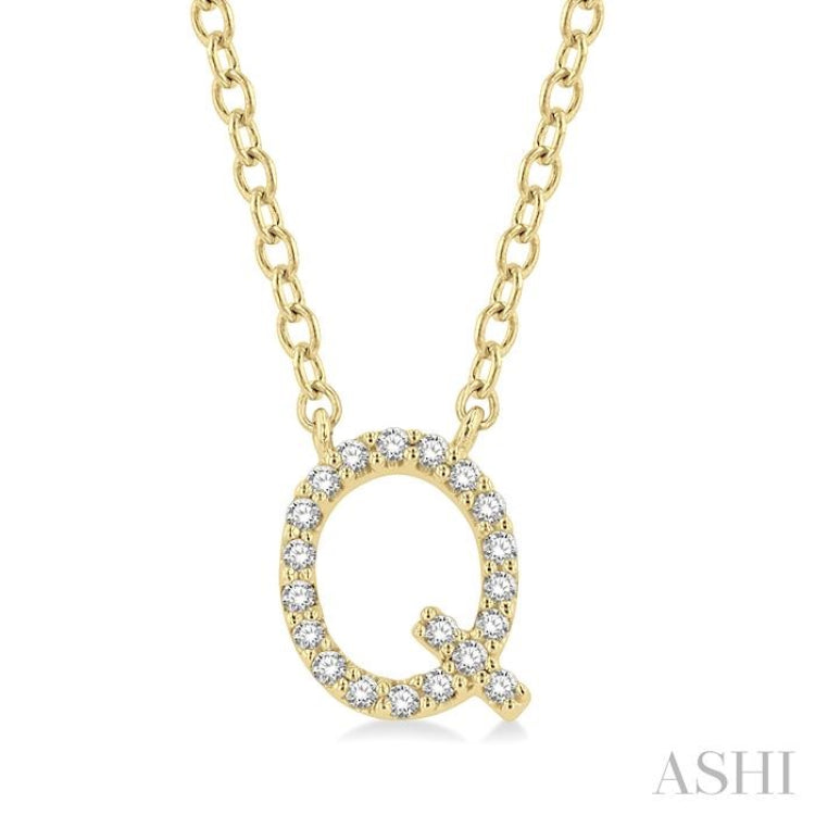 Q' Initial Diamond Pendant - 912F9GAADTSPDYG-Q – Galleria Fine Jewelry