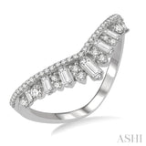 1/2 ctw Chevron Drop Down Baguette and Round Cut Diamond Fashion Ring in 14K White Gold