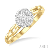 3/8 ctw Lovebright Round Cut Diamond Paper Clip Link Engagement Ring in 14K Yellow and White Gold