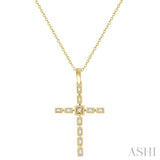 1/5 ctw Baguette and Round Cut Diamond Cross Pendant With Chain in 10K Yellow Gold