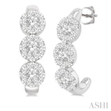 3 Stone Lovebright Diamond Half Hoop Earrings