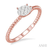 1/6 Ctw Oval Shape Diamond Lovebright Ring in 14K Rose and White Gold