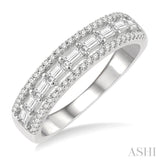 1/2 ctw Triple Row Fusion Baguette and Round Cut Diamond Fashion Band in 14K White Gold