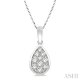 1/3 Ctw Pear Shape Round Cut Diamond Cluster Pendant With Chain in 14K White Gold