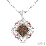 1/6 Ctw Cushion Shape Single Cut Champagne Brown Diamond Pendant in Sterling Silver with Chain