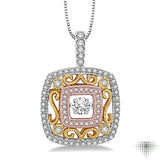 1/2 Ctw Round Cut Diamond Emotion Pendant in 14K Tri Color Gold with Chain