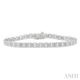 3 1/4 ctw Fusion Baguette and Round Cut Diamond Tennis Bracelet in 14K White Gold