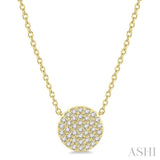 1/6 ctw Disc Round Cut Diamond Necklace in 10K Yellow Gold