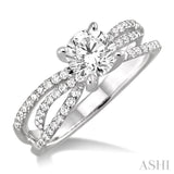 1 1/4 Ctw Diamond Engagement Ring with 7/8 Ct Round Cut Center Stone in 14K White Gold