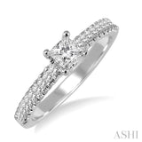 1/3 Ctw Princess Cut Diamond Semi-Mount Engagement Ring in 14K White Gold