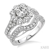 2 5/8 Ctw Diamond Wedding Set with 2 1/4 Ctw Round Cut Engagement Ring and 1/3 Ctw Wedding Band in 14K White Gold
