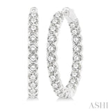8 Ctw Round Cut Diamond In-Out Hoop Earring in 14K White Gold
