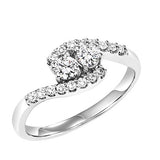 14K White Gold Two Stone ring with Two Center Diamond and 20 side diamonds.