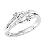 14K White Gold Two Stone ring with 7 accent diamonds.