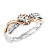 14 Kt Rose and White Gold Two Stone Diamond Ring